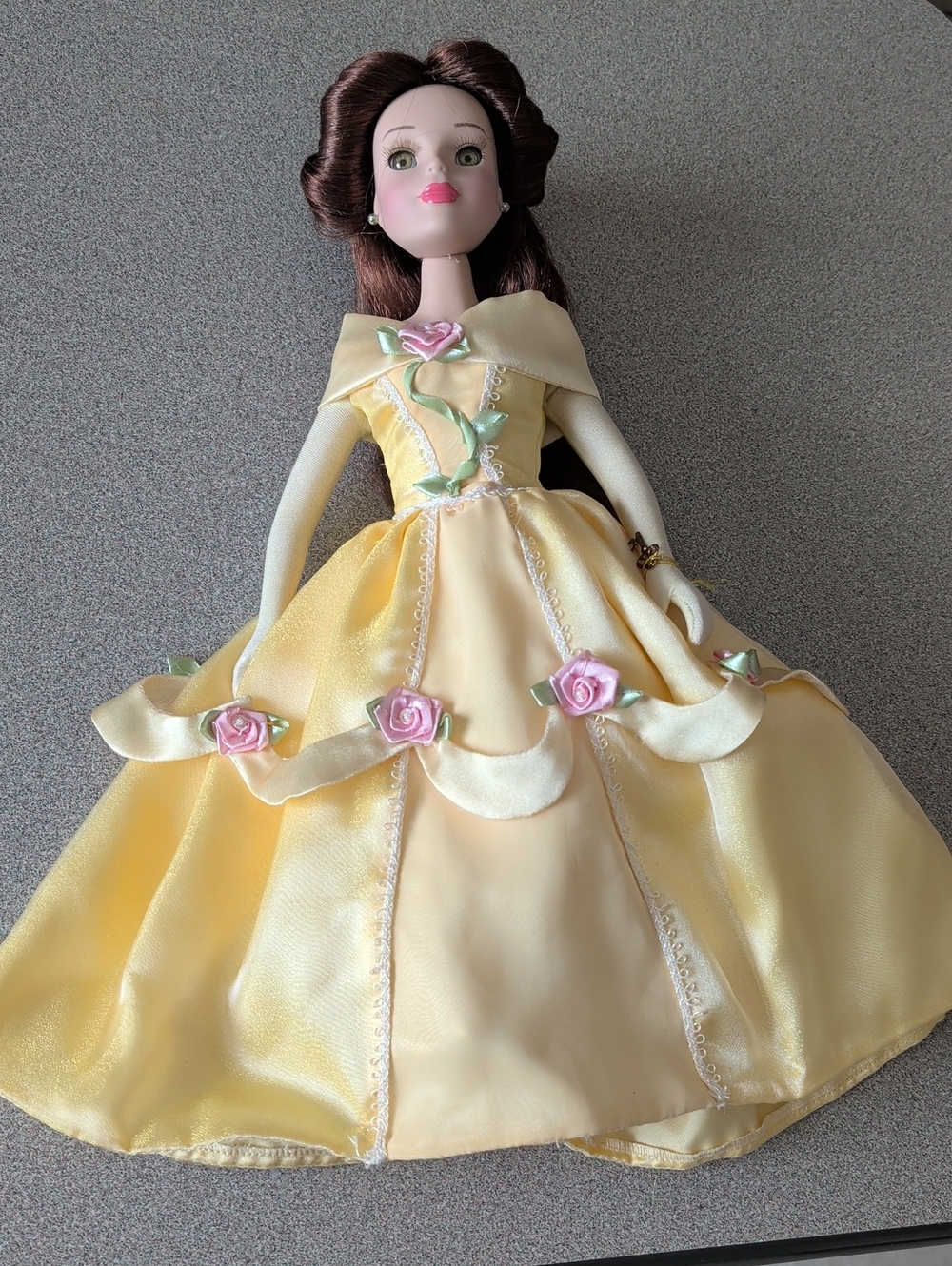 Source Unknown Yellow Princess Doll with Pink Rose Details